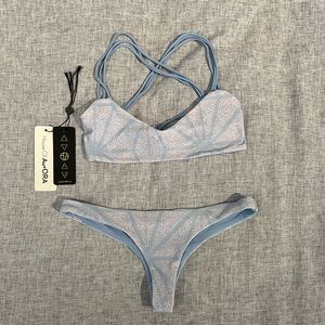 House of Au+Ora reversible bikini set sky blue lavender print S